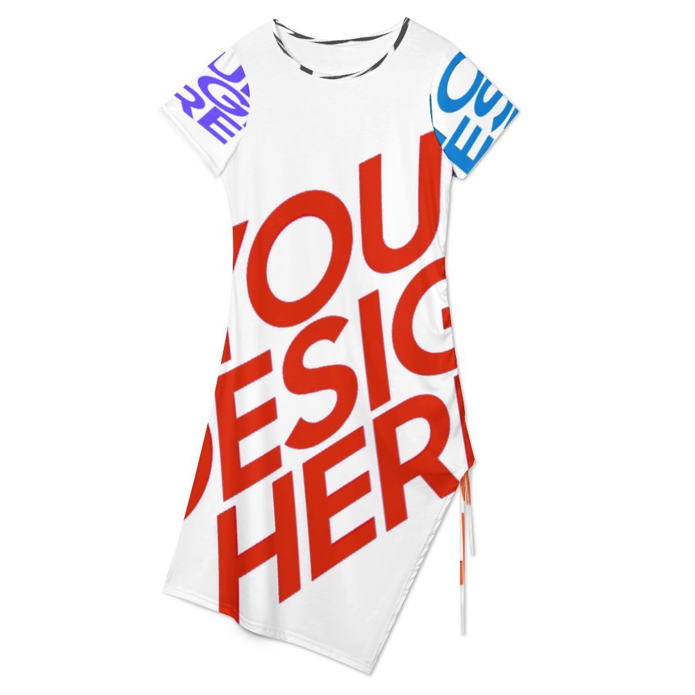 Multi-Image-Design Shirtkleid Sommerkleid Midikleid Strandkleid mit Schlitz A44Q mit Foto Design Motiv Text selbst gestalten und bedrucken (Simple Design)