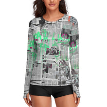 Lade das Bild in den Galerie-Viewer, Women's Long Sleeve T-Shirt Newspaper Graffiti
