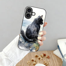Lade das Bild in den Galerie-Viewer, Mobile Phone Case for Apple IPhone 18 Black Cat, Back, Watercolor, Natural Style IPhone 18
