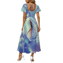 Lade das Bild in den Galerie-Viewer, Damen Maxikleid mit Flatterärmeln bedruckbar
