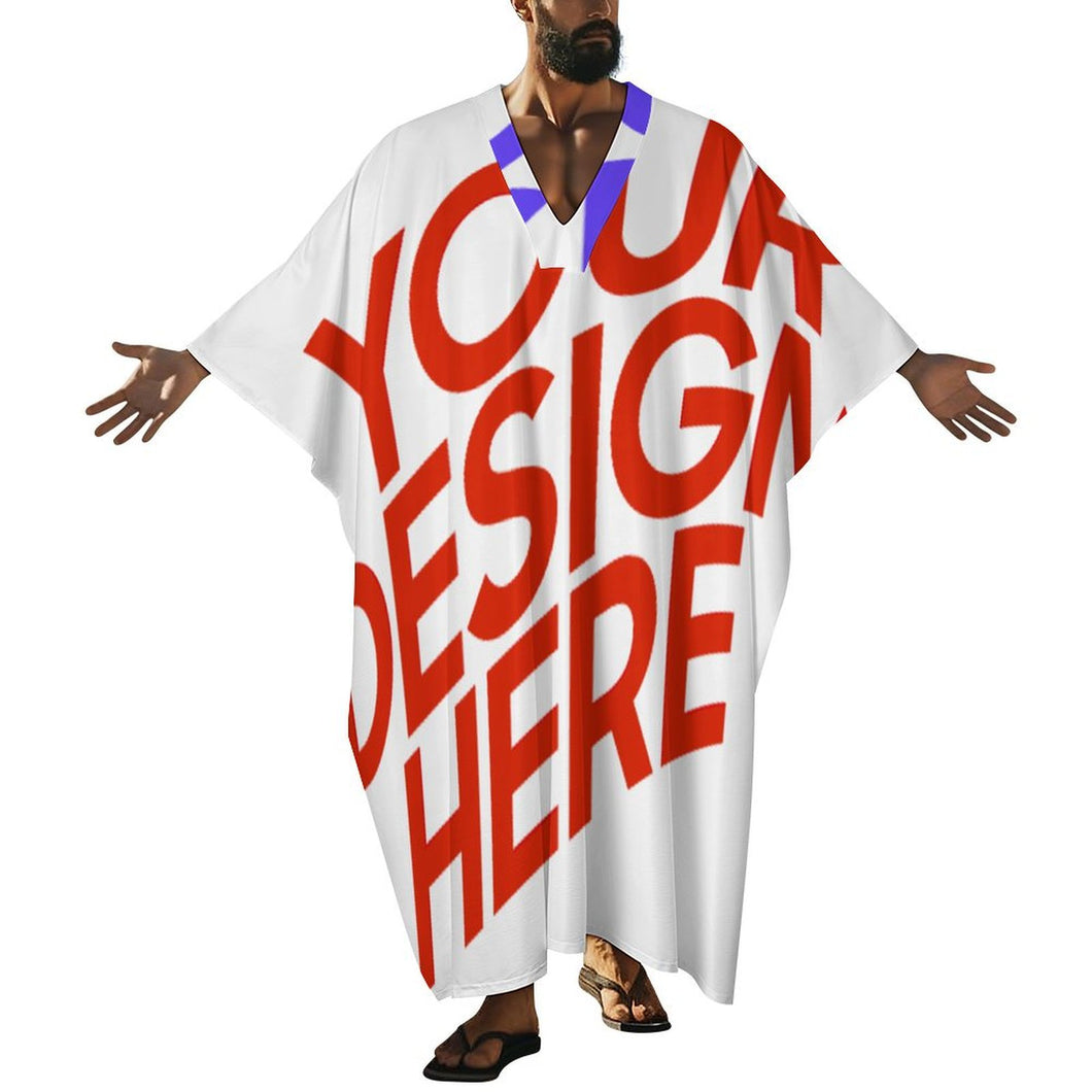 Multi-Image-Druck Herren / Männer Morgenmantel Pyjama mit V-Ausschnitt und Schmetterlingsärmeln YKL01 mit Foto Design Motiv Text selbst gestalten und bedrucken