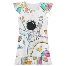 Lade das Bild in den Galerie-Viewer, Floral Edge Nightgown Astronauts, Spaceflights, Spaceships, Children's Fun
