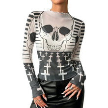 Lade das Bild in den Galerie-Viewer, Langärmeliges Mesh-Rollkragen-Top mit individuellem Druck – Damen, S bis 5XL
