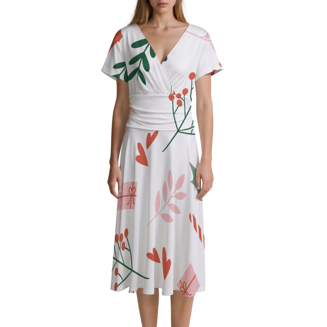 Personalisiertes V-Ausschnitt Kleid aus Milchseide | Design mit Foto