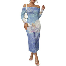 Lade das Bild in den Galerie-Viewer, Schulterfreies Maxikleid mit Langarm und personalisiertem Design

