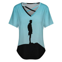 Lade das Bild in den Galerie-Viewer, Damen T-Shirt V-Ausschnitt &amp; Wickeloptik | Personalisiert
