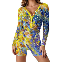 Lade das Bild in den Galerie-Viewer, Long-sleeved Bodysuit Shorts Colorful Splash Ink
