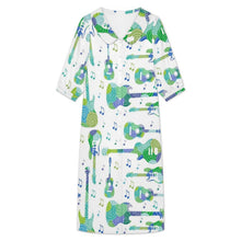 Lade das Bild in den Galerie-Viewer, Collar Shirt Long Skirt Guitar, Music, Notes, Green
