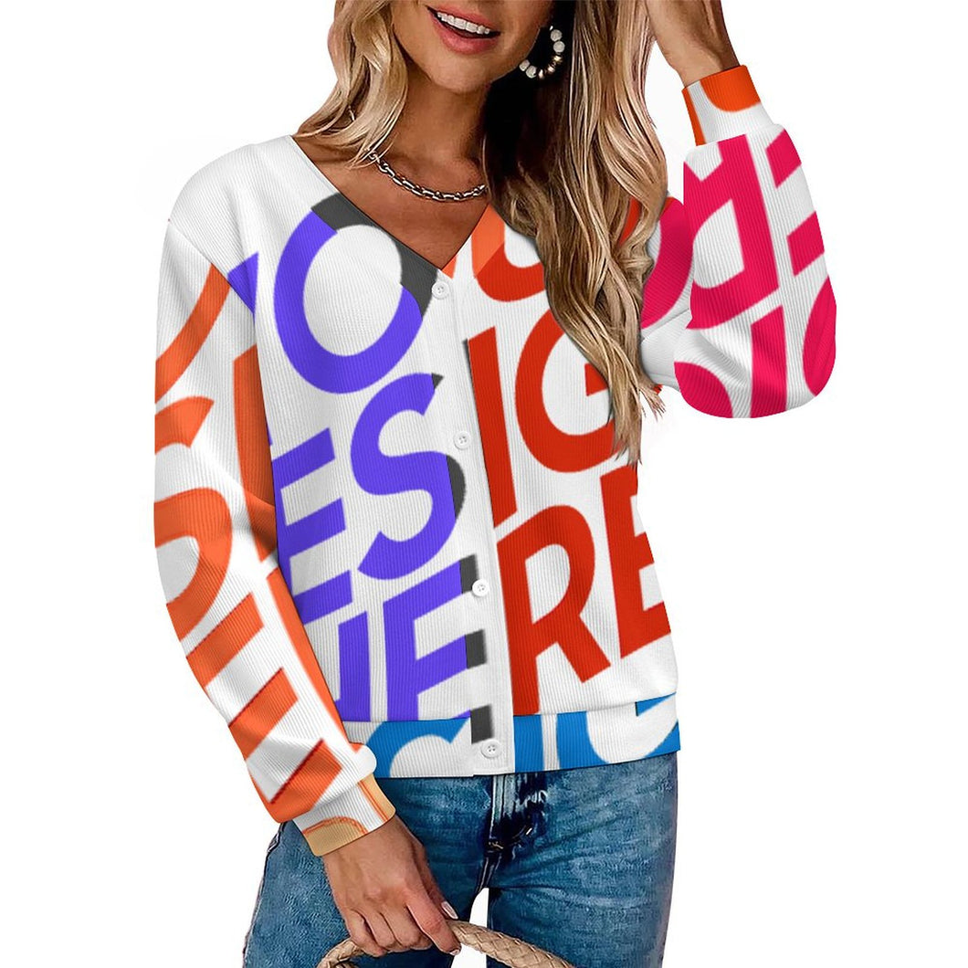 Multi-Image-Druck Damen / Frauen Pullover Strickjacke LM228 mit Fotos Muster Text Logo selbst gestalten und bedrucken