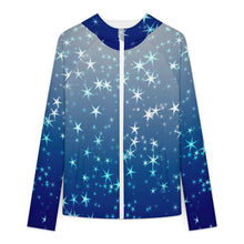 Lade das Bild in den Galerie-Viewer, Sunscreen Hooded Long Sleeved Jacket Stars, Blue, Gradients
