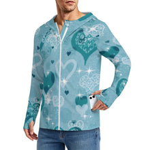 Lade das Bild in den Galerie-Viewer, Sunscreen Hooded Long Sleeved Jacket Blue Heart
