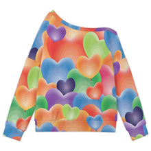 Lade das Bild in den Galerie-Viewer, Off-shoulder Hoodie Color Heart Pattern
