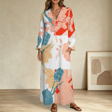 Lade das Bild in den Galerie-Viewer, Langes Hemdblusenkleid mit Blazer-Kragen – individuell bedruckbar
