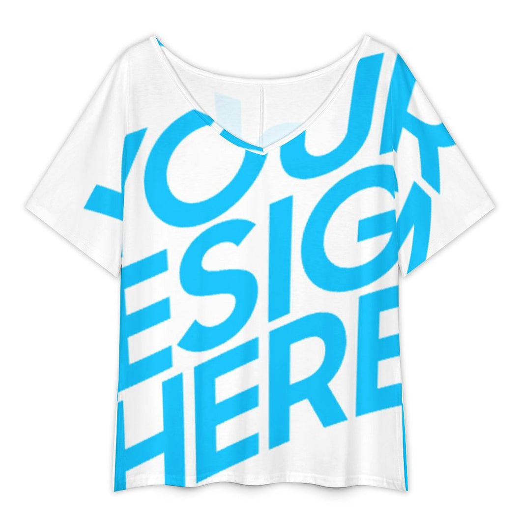 Einzelbild-Design Damen / Frauen Lockeres V-Ausschnitt T-Shirt mit Schlitzsaum NT65 mit Foto Design Motiv Text selbst gestalten und bedrucken (Simple Design)