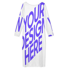 Lade das Bild in den Galerie-Viewer, Damen / Frauen lockeres Langarm Shirt Kleid ADQ mit Foto Design Motiv Text selbst gestalten und bedrucken (Simple Design)
