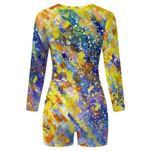 Lade das Bild in den Galerie-Viewer, Long-sleeved Bodysuit Shorts Colorful Splash Ink
