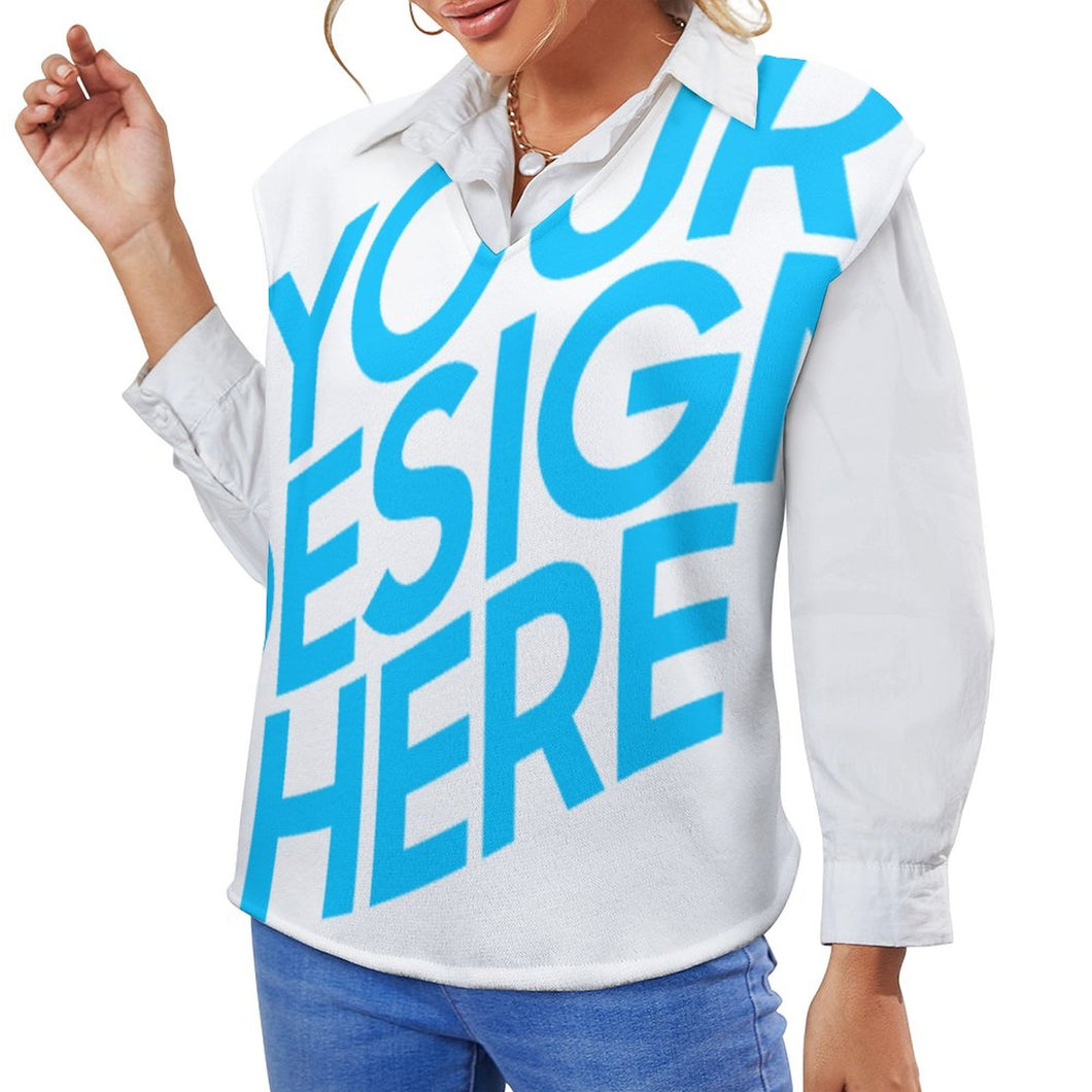 Einzelbilddruck Schulterfreie Strickweste Bestickte Pullover Pullunder Weste Damen / Frauen MY06 mit Foto Text Muster selbst gestalten und bedrucken