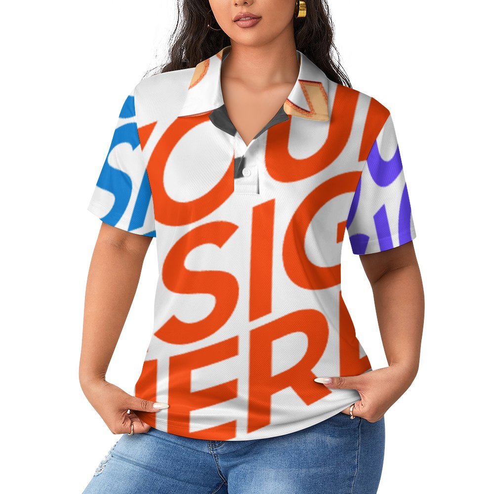 Multi-Image-Design Damen / Frauen Kurzarm Poloshirt TEE Shirt B613 mit Foto Design Motiv Text selbst gestalten und bedrucken
