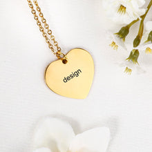 Lade das Bild in den Galerie-Viewer, Personalisierte Halskette mit Herz Form Anhänger mit Wunschgravur aus Titanstahl mit 18K Gold Roségold Vergoldung selbst gestalten
