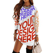 Lade das Bild in den Galerie-Viewer, Multi-Image-Design Damen / Frauen Fashion Langarm Kleid Freizeitkleid mit Spleißen-Still F72Q mit Foto Design Motiv Text selbst gestalten und bedrucken
