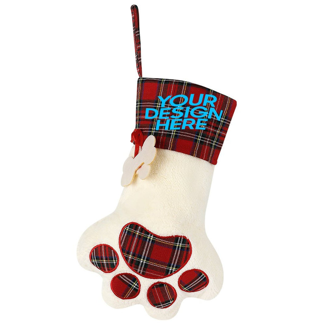 Wärmetransfer Christbaumschmuck Hundepfote-Weihnachtsstrümpfe mit großer Pfote für Weihnachtsdeko mit Foto Design Motiv Text selbst gestalten und bedrucken