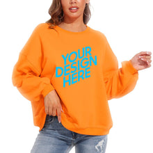 Lade das Bild in den Galerie-Viewer, Dicker Rundhalspullover Sweatshirts mit Puffärmel Vorderdruck D85 für Damen Frauen mit Foto selbst gestalten und bedrucken
