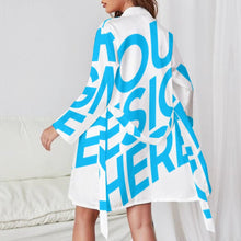 Lade das Bild in den Galerie-Viewer, Langarm Nachthemd Gürtel Langarm Elegant Pyjama Morgenmantel Nachtwäsche Schlafanzug ASWQ für Damen Frauen mit Foto Muster Text selbst gestalten und bedrucken
