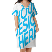 Lade das Bild in den Galerie-Viewer, Bis 5XL Einzelbilddruck Damen Lockeres TSHIRT T-Shirt Kleid mit Taschen LQ mit Fotos Muster Text Logo selbst gestalten und bedrucken
