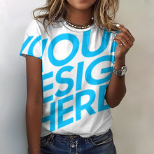 Lade das Bild in den Galerie-Viewer, Einzelbilddruck Allover Print Rundhalsshirt Damen / Frauen 100% Baumwolle Kurzarmshirt Tshirt ay001 mit Fotos Muster Text Logo selbst gestalten und bedrucken
