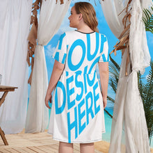 Lade das Bild in den Galerie-Viewer, Große Größen - Modisches Langarmkleid Sommerkleid mit zeitlosen Fashion-Design NZ034 - Damen / Frauen - selbst gestalten und bedrucken
