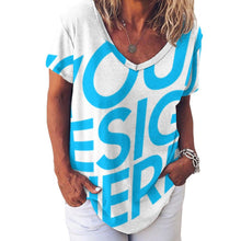 Lade das Bild in den Galerie-Viewer, Große Größe Short Sleeve Shirt V-Neck T-Shirt TSHIRT NZ109 - Damen / Frauen - selbst gestalten und bedrucken
