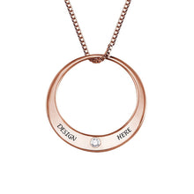 Lade das Bild in den Galerie-Viewer, Runde kreisförmige Halskette mit Zirkonias aus 18K vergoldetem / 18K Rosévergoldetem 925er Silber / Kupfer X0015 mit Namen Gravur selbst gestalten
