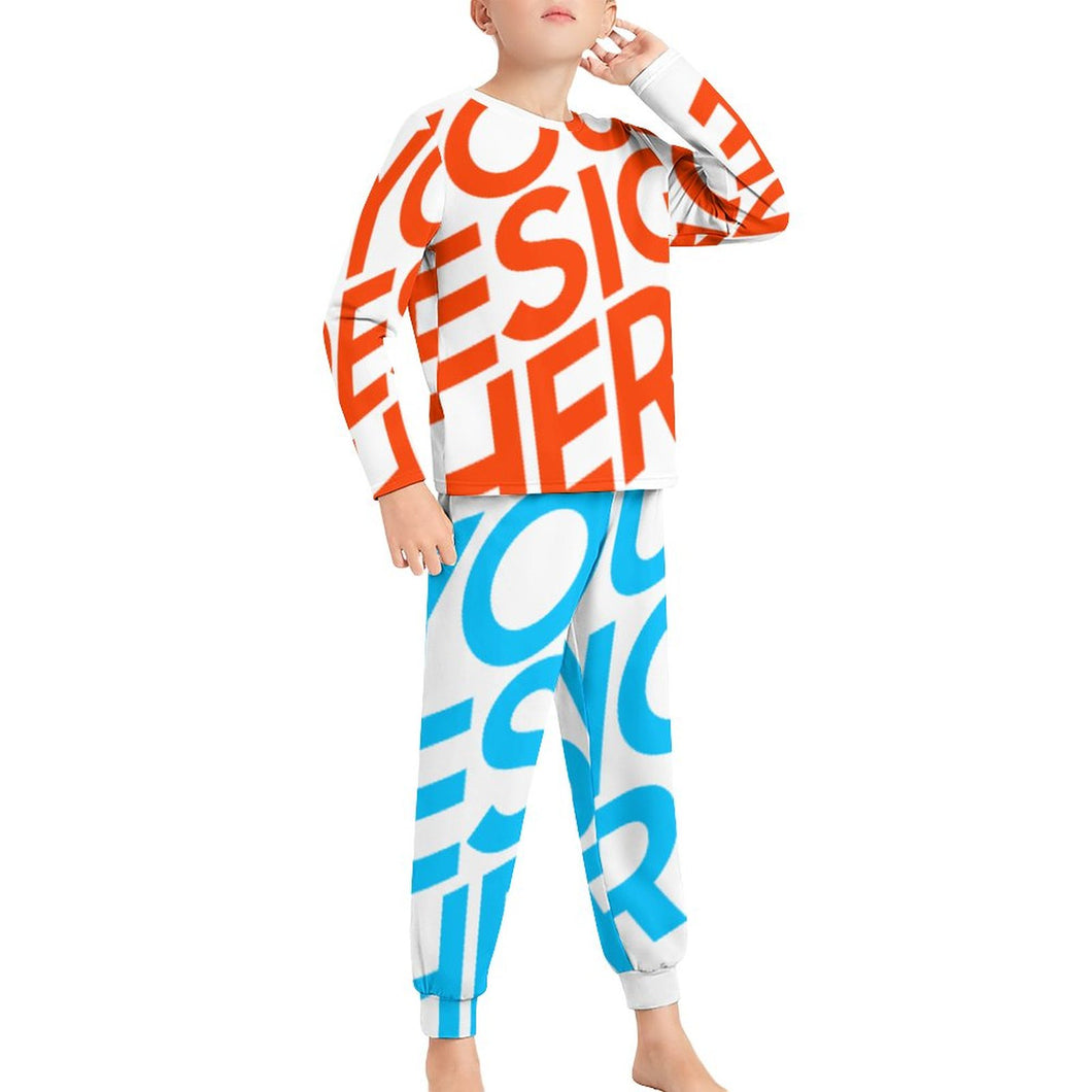 Einzelbilddruck Schlafanzug Pyjama Kinder Jung JTZ mit Fotos Muster Text Logo selbst gestalten und bedrucken