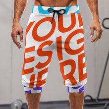 Lade das Bild in den Galerie-Viewer, Multi-Image Design Allover-Druck 3/4-Hose Sweathose Sporthose Leggings AIP für Männer mit Fotos Muster Text Logo selbst gestalten und bedrucken
