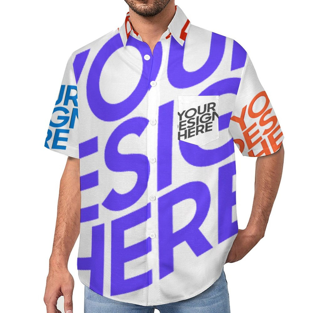 Multi-Image-Design Männer Kurzarm Hemd mit Brusttasche B339 mit Ihrem Design Motiv Foto Text selbst gestalten und bedrucken