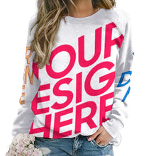 Lade das Bild in den Galerie-Viewer, Multi-Image-Druck Sweatershirt Raglan Shirt Rund-Ausschnitt Langarmshirt RH Damen / Frauen mit Fotos Muster Text Logo selbst gestalten und bedrucken
