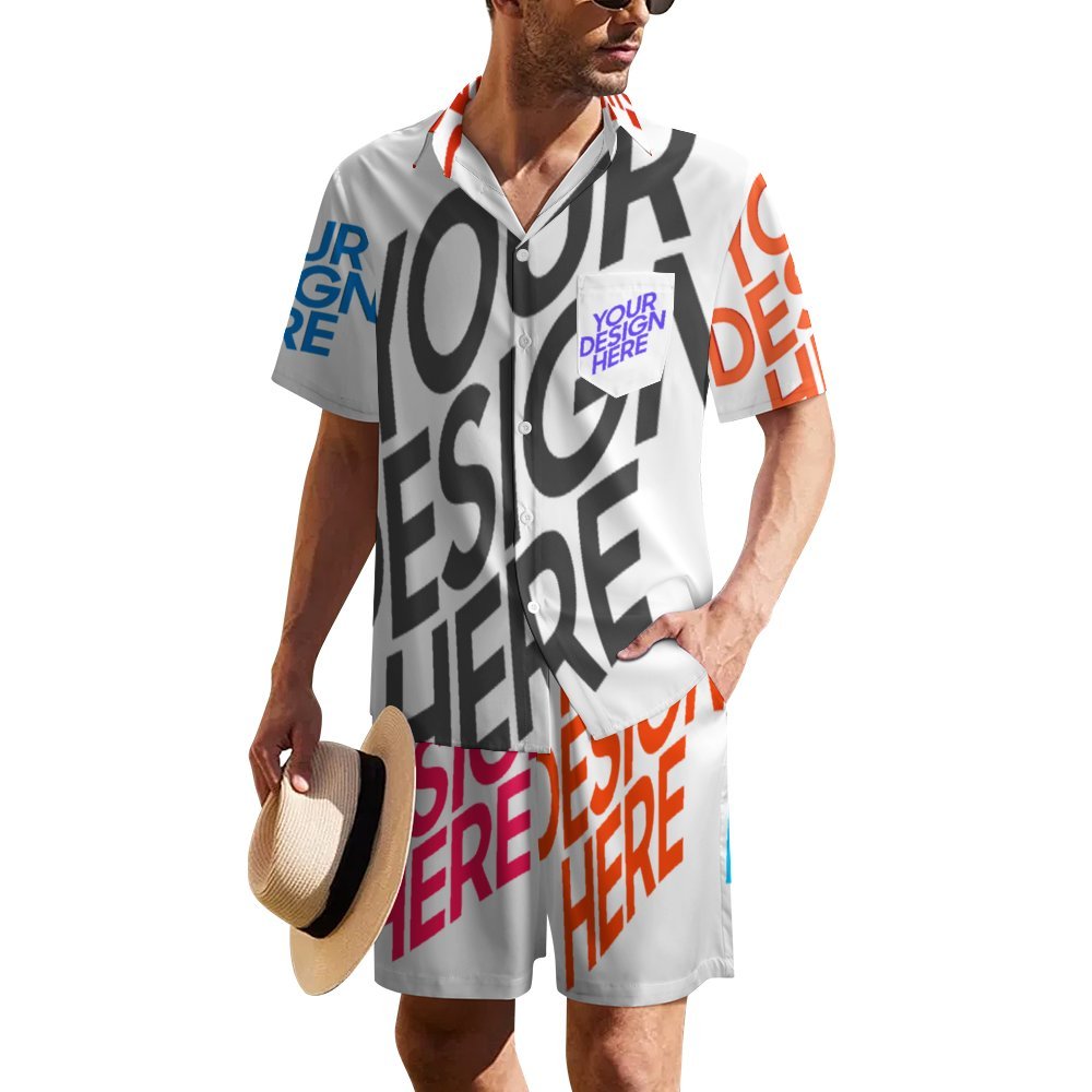 Multi-Image-Design Herren / Männer Kurzarmhemd Set Kurzarm und Shorts B339D1P mit Foto Design Motiv Text selbst gestalten und bedrucken