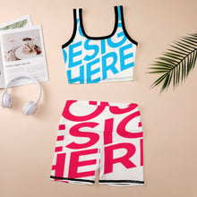 Lade das Bild in den Galerie-Viewer, Einzelbilddruck Yoga Set NZ063 Jogginganzug Damen Traingsanzug 2 Teile Nahtlose Sportanzug Damen Crop Top und Hohe Taille Yoga-Shorts Sport Sets mit Foto Text Muster selbst gestalten und bedrucken
