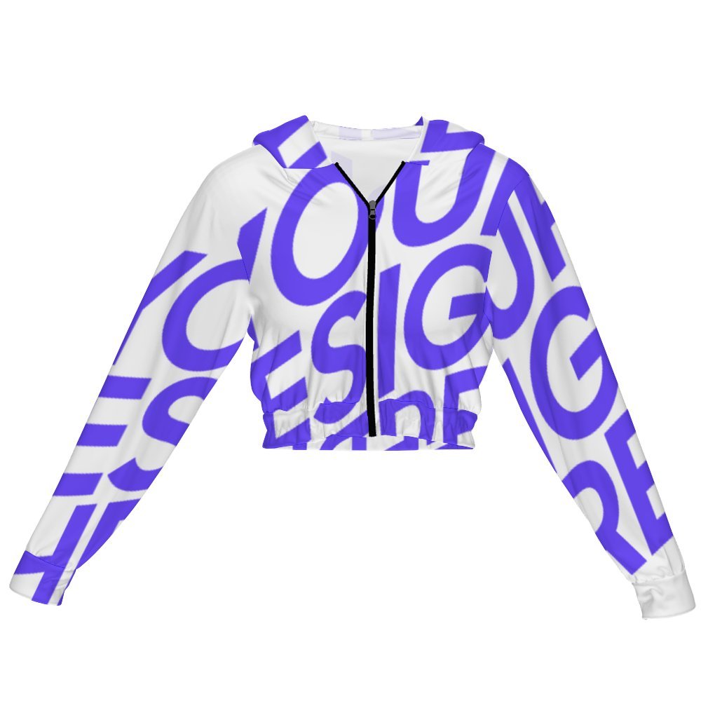 Einzelbild-Design Kapuzenjacke Kapuzensweatshirt Crop Top mit Kordelzug MSYX94 mit Foto Design Motiv Text selbst gestalten und bedrucken (Simple Design)