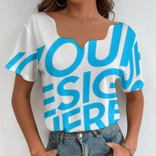Lade das Bild in den Galerie-Viewer, Einzelbilddruck Vollprint Tshirt Damen mit wellenförmigem Ausschnitt BBT mit Foto Muster Text Logo selbst gestalten und bedrucken
