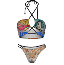 Lade das Bild in den Galerie-Viewer, 2023 Sexy Multi-Image-Design Damen Bikini Set Badeanzug 2 teilig mit Zierbändern mit Fotos Muster Text Logo selbst gestalten und bedrucken
