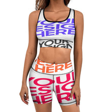 Lade das Bild in den Galerie-Viewer, Multi-Image-Design Damen / Frauen Yoga Set Sport Suit Trainingsanzug Sportanzug Jogginganzug Sport BH Shorts Set (2 teile, Sport-BH, Kurze Leggings) mit Foto Design Motiv Text selbst gestalten und bedrucken
