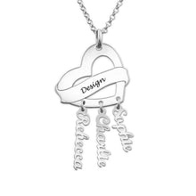 Lade das Bild in den Galerie-Viewer, Personalisierte Herz Charm Anhänger Halskette mit Namen nach Wünsch X0036 in 925 Sterling Silber mit 18K Gold / Roségold Vergoldung Länge verstellbar selbst gestalten
