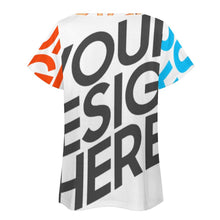 Lade das Bild in den Galerie-Viewer, Multi-Image-Druck Vollprint Tshirt Damen mit wellenförmigem Ausschnitt BBT mit Foto Muster Text Logo selbst gestalten und bedrucken
