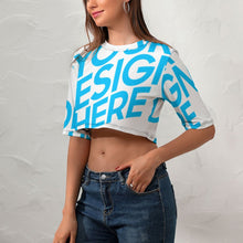 Lade das Bild in den Galerie-Viewer, T-Shirt TSHIRT Crop Top mit 2/3 Arm super kurz NZ110 - Damen / Frauen - selbst gestalten und bedrucken
