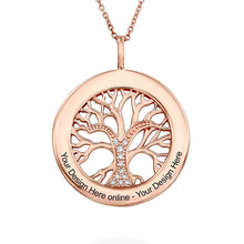 Lade das Bild in den Galerie-Viewer, Lebensbaumkette mit Zirkonias aus Gold- / Rosévergoldetes 925er Sterling Silber X0006 mit Namen Gravur selbst gestalten
