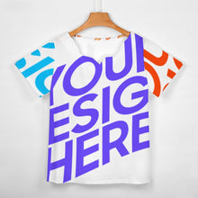 Lade das Bild in den Galerie-Viewer, Multi-Image-Druck Vollprint Tshirt Damen mit wellenförmigem Ausschnitt BBT mit Foto Muster Text Logo selbst gestalten und bedrucken
