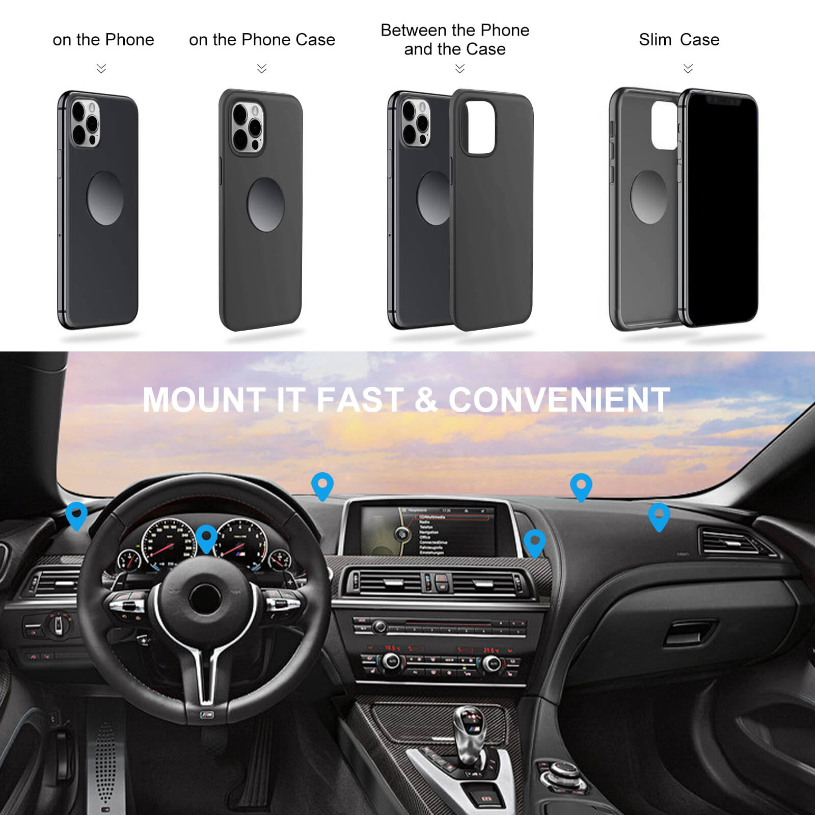 Auto Magnet Handyhalterung Universal Handy Autohalterung Halter für die Auto  Lüftung mit Foto Text selbst gestalten und bedrucken