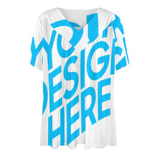 Lade das Bild in den Galerie-Viewer, Einzelbilddruck Allover Print TShirt Kuzarm mit einem V- Ausschnitt Damen / Frauen BDT mit Fotos Muster Text Logo selbst gestalten und bedrucken
