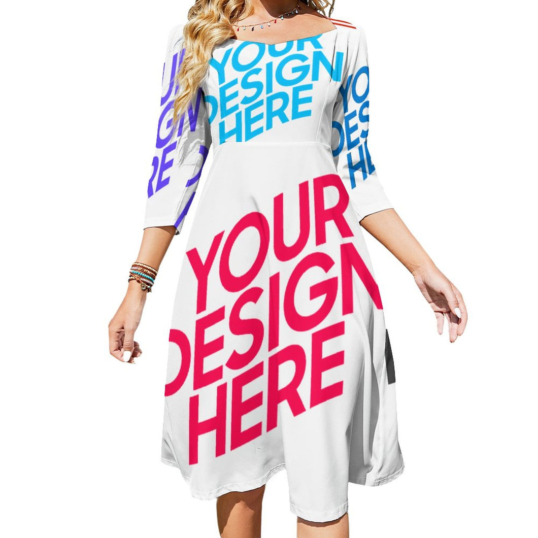 Multi-Image-Druck Damen / Frauen Sommerkleid Midikleid mit Knotendetail im Rücken B272 mit Fotos Muster Text Logo selbst gestalten und bedrucken